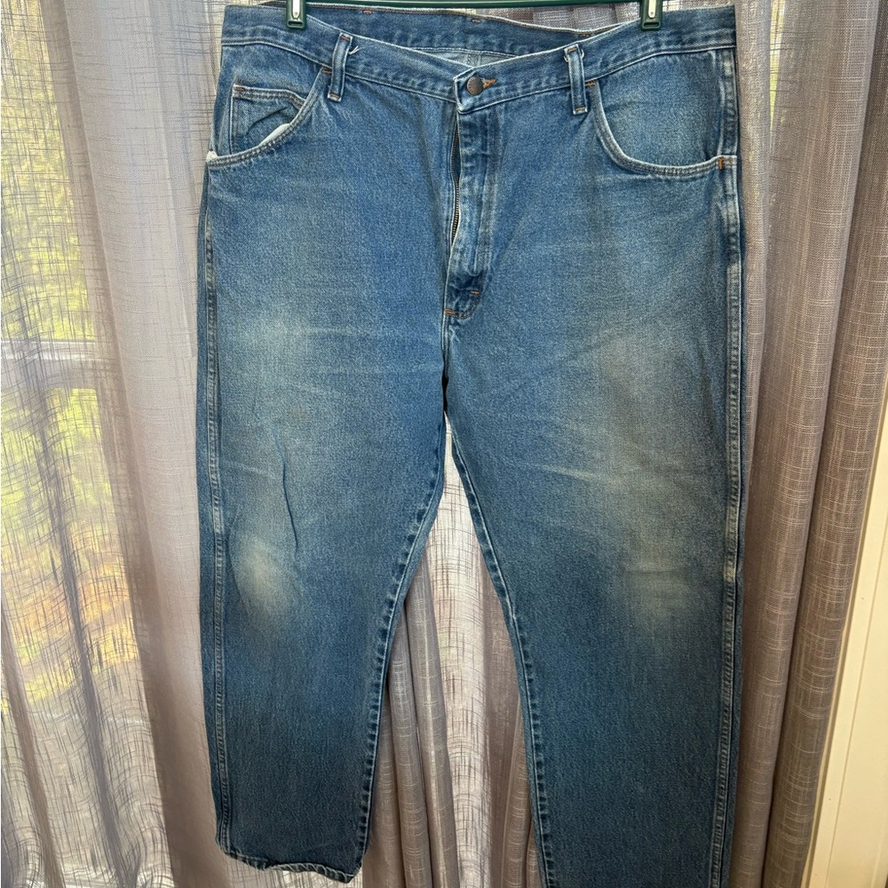 Classic Blue Men's Jeans 40/30 wrangler rustler retro vintage blue denim pants